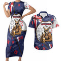 Australia Flag Day Couples Matching Short Sleeve Bodycon Dress and Hawaiian Shirt Cool Kangaroo Beer Aussie Aussie Oi Oi