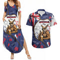Australia Flag Day Couples Matching Summer Maxi Dress and Hawaiian Shirt Cool Kangaroo Beer Aussie Aussie Oi Oi