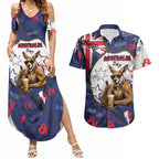 Australia Flag Day Couples Matching Summer Maxi Dress and Hawaiian Shirt Cool Kangaroo Beer Aussie Aussie Oi Oi