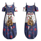 Australia Flag Day Couples Matching Summer Maxi Dress and Long Sleeve Button Shirt Cool Kangaroo Beer Aussie Aussie Oi Oi