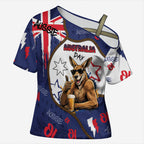 Australia Flag Day Cross Shoulder Shirt Cool Kangaroo Beer Aussie Aussie Oi Oi