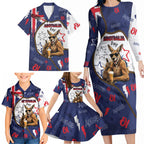 Australia Flag Day Family Matching Long Sleeve Bodycon Dress and Hawaiian Shirt Cool Kangaroo Beer Aussie Aussie Oi Oi