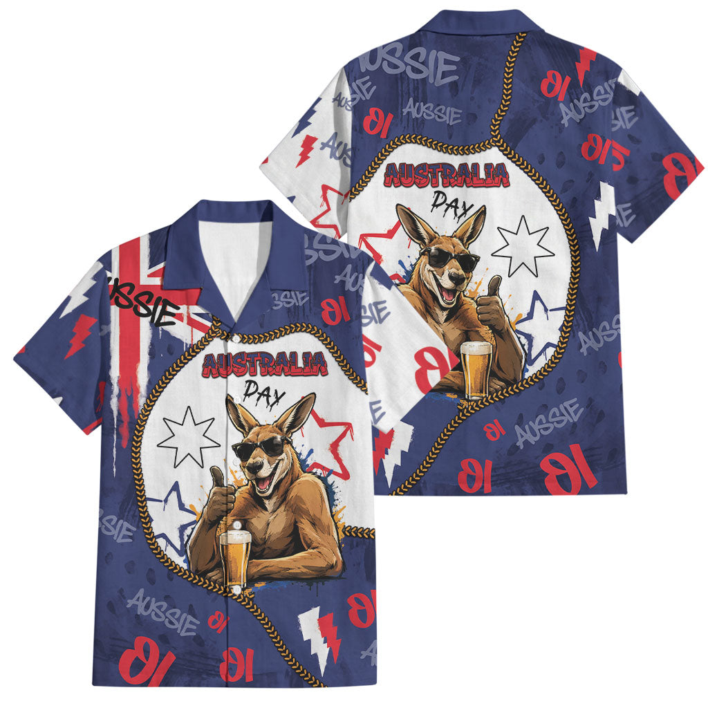 Australia Flag Day Family Matching Off Shoulder Maxi Dress and Hawaiian Shirt Cool Kangaroo Beer Aussie Aussie Oi Oi