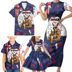 Australia Flag Day Family Matching Short Sleeve Bodycon Dress and Hawaiian Shirt Cool Kangaroo Beer Aussie Aussie Oi Oi