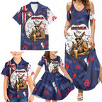 Australia Flag Day Family Matching Summer Maxi Dress and Hawaiian Shirt Cool Kangaroo Beer Aussie Aussie Oi Oi