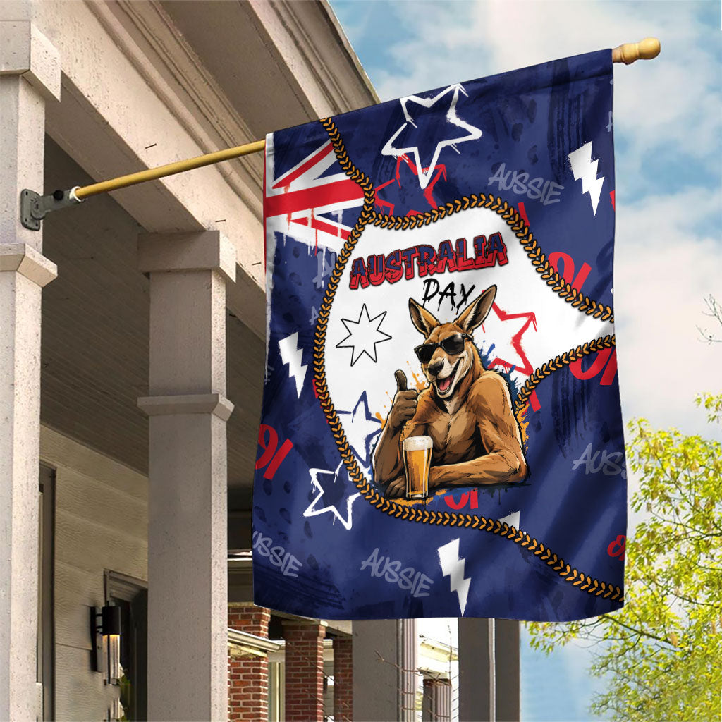 Australia Flag Day Garden Flag Cool Kangaroo Beer Aussie Aussie Oi Oi