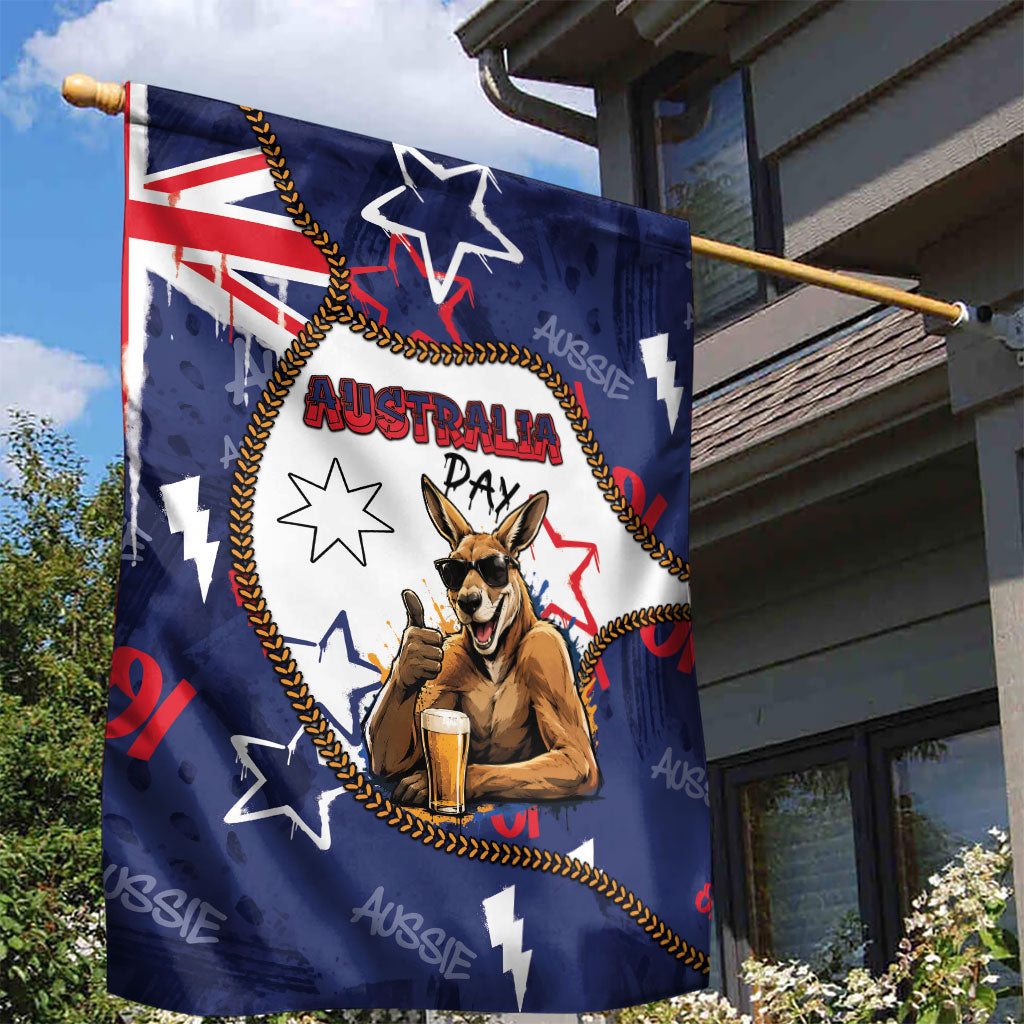Australia Flag Day Garden Flag Cool Kangaroo Beer Aussie Aussie Oi Oi