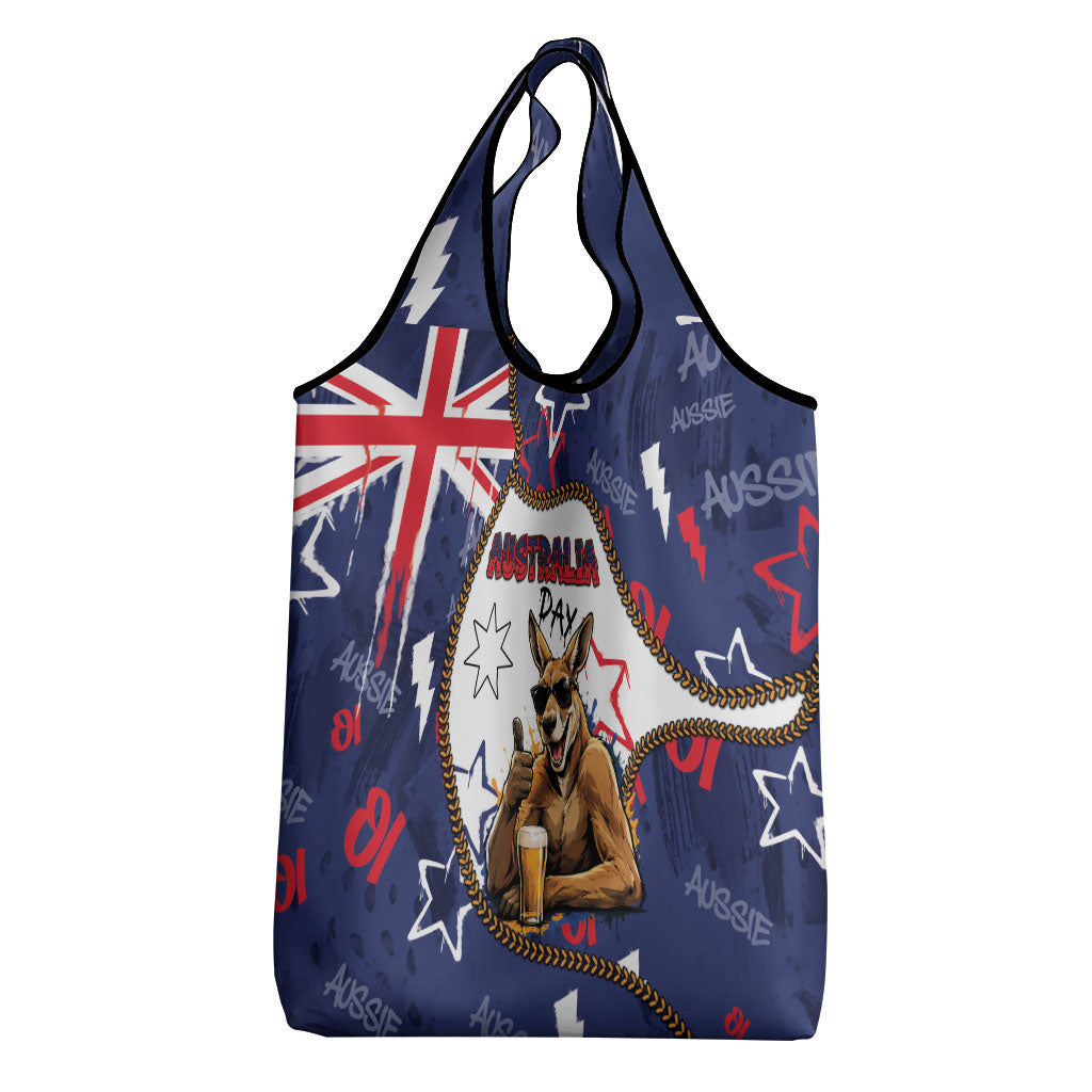 Australia Flag Day Grocery Bag Cool Kangaroo Beer Aussie Aussie Oi Oi