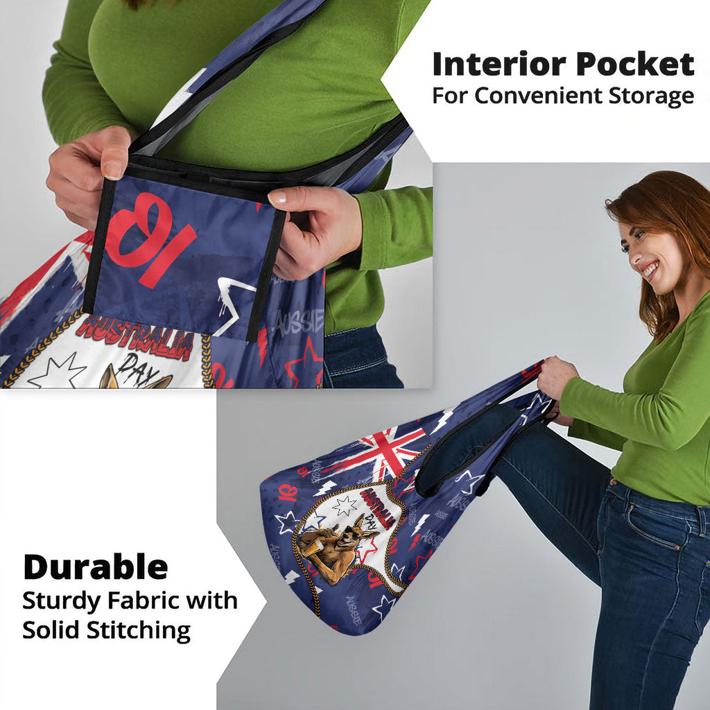 Australia Flag Day Grocery Bag Cool Kangaroo Beer Aussie Aussie Oi Oi