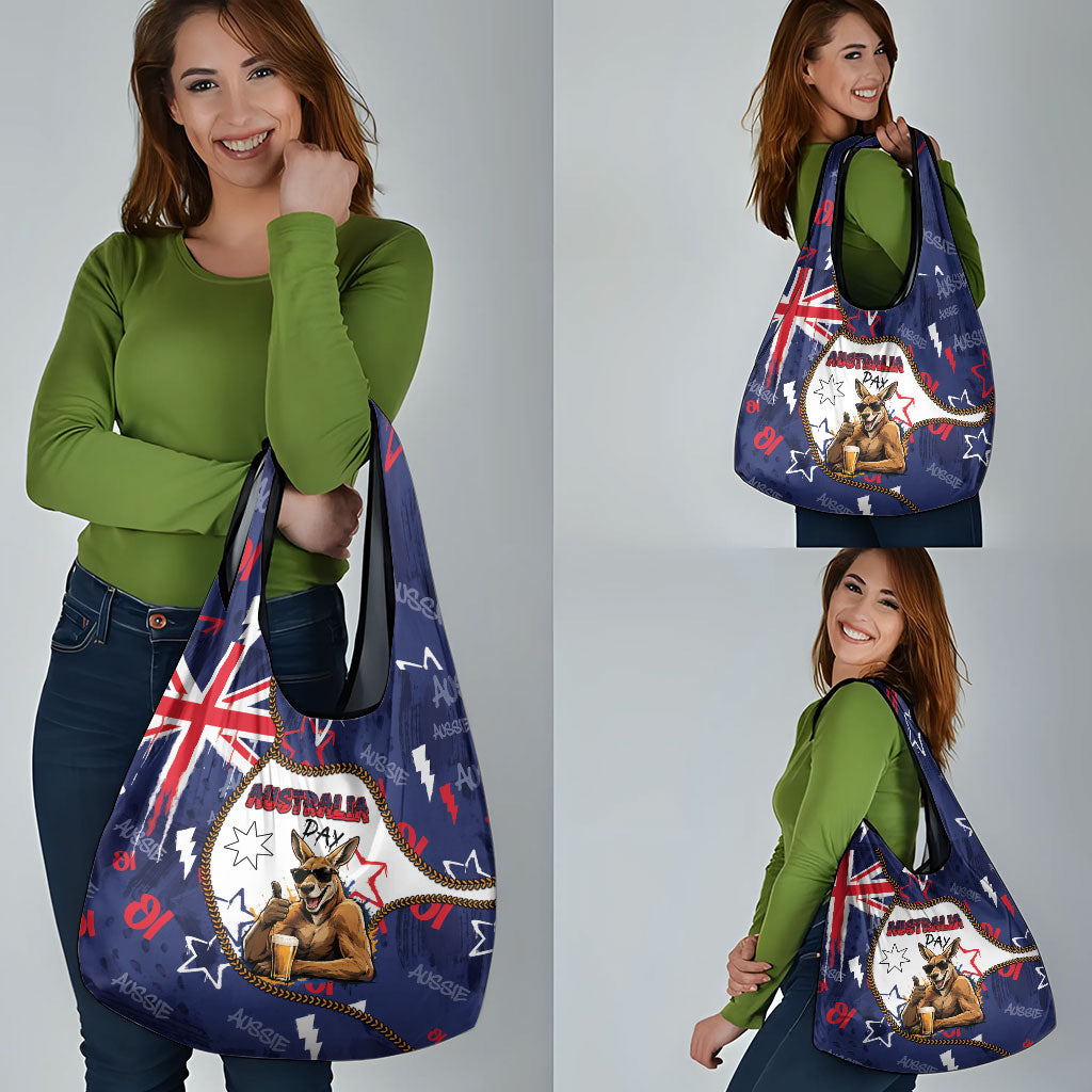 Australia Flag Day Grocery Bag Cool Kangaroo Beer Aussie Aussie Oi Oi
