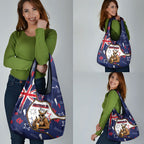 Australia Flag Day Grocery Bag Cool Kangaroo Beer Aussie Aussie Oi Oi