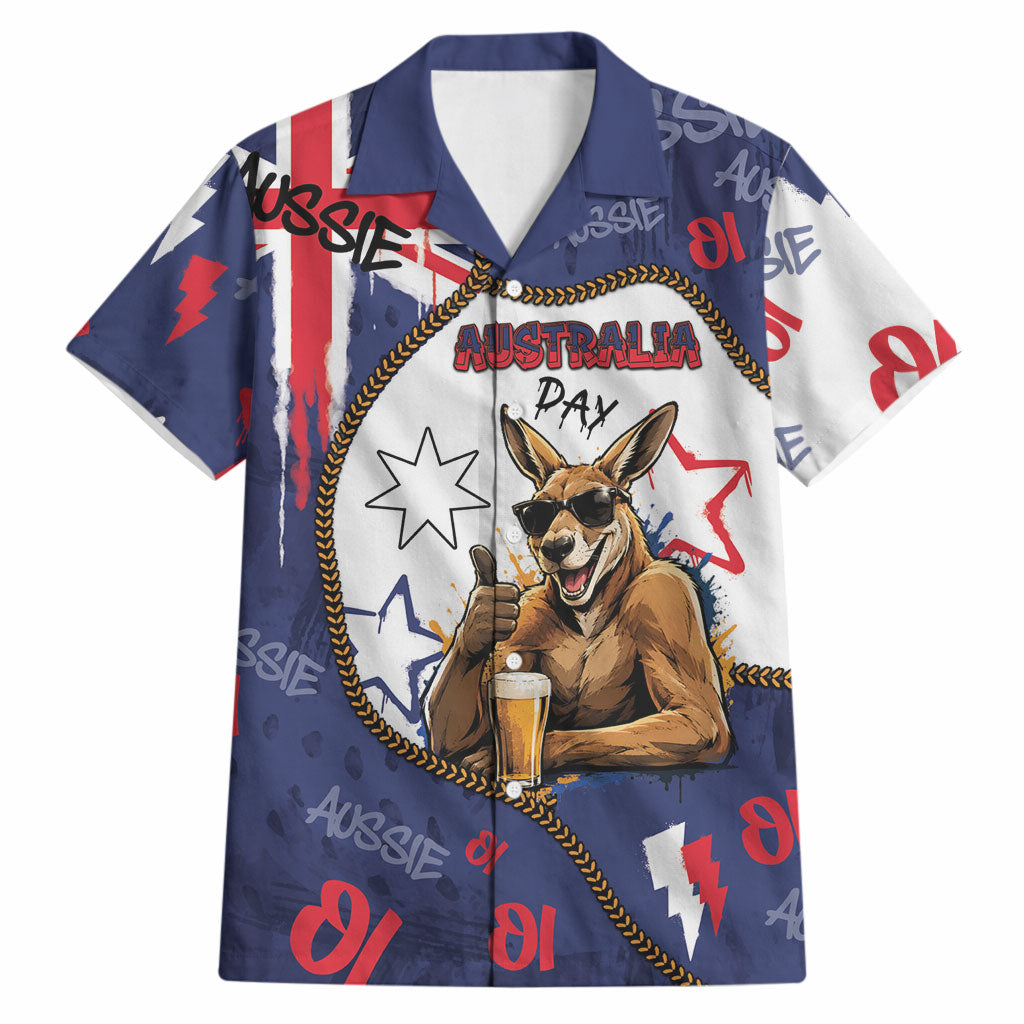 Australia Flag Day Hawaiian Shirt Cool Kangaroo Beer Aussie Aussie Oi Oi