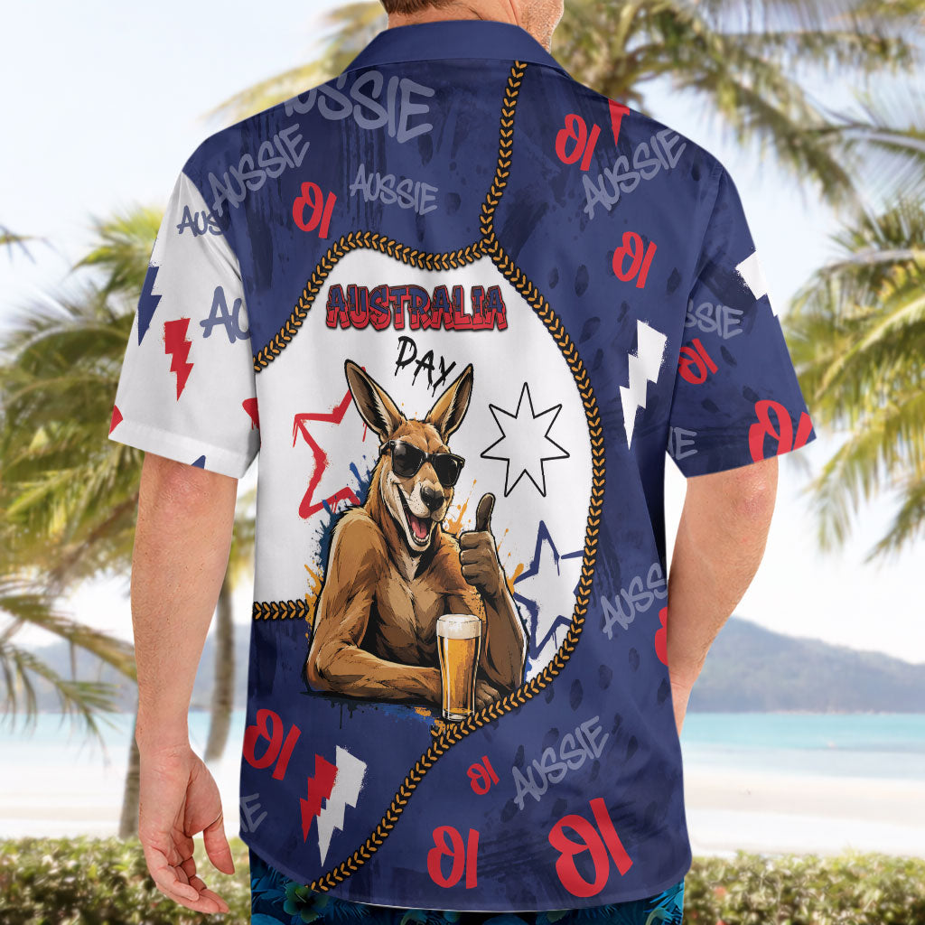 Australia Flag Day Hawaiian Shirt Cool Kangaroo Beer Aussie Aussie Oi Oi