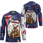 Australia Flag Day Hockey Jersey Cool Kangaroo Beer Aussie Aussie Oi Oi