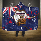 Australia Flag Day Hooded Blanket Cool Kangaroo Beer Aussie Aussie Oi Oi