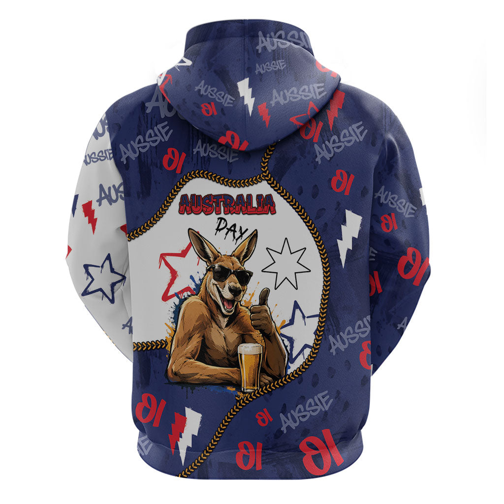 Australia Flag Day Hoodie Cool Kangaroo Beer Aussie Aussie Oi Oi