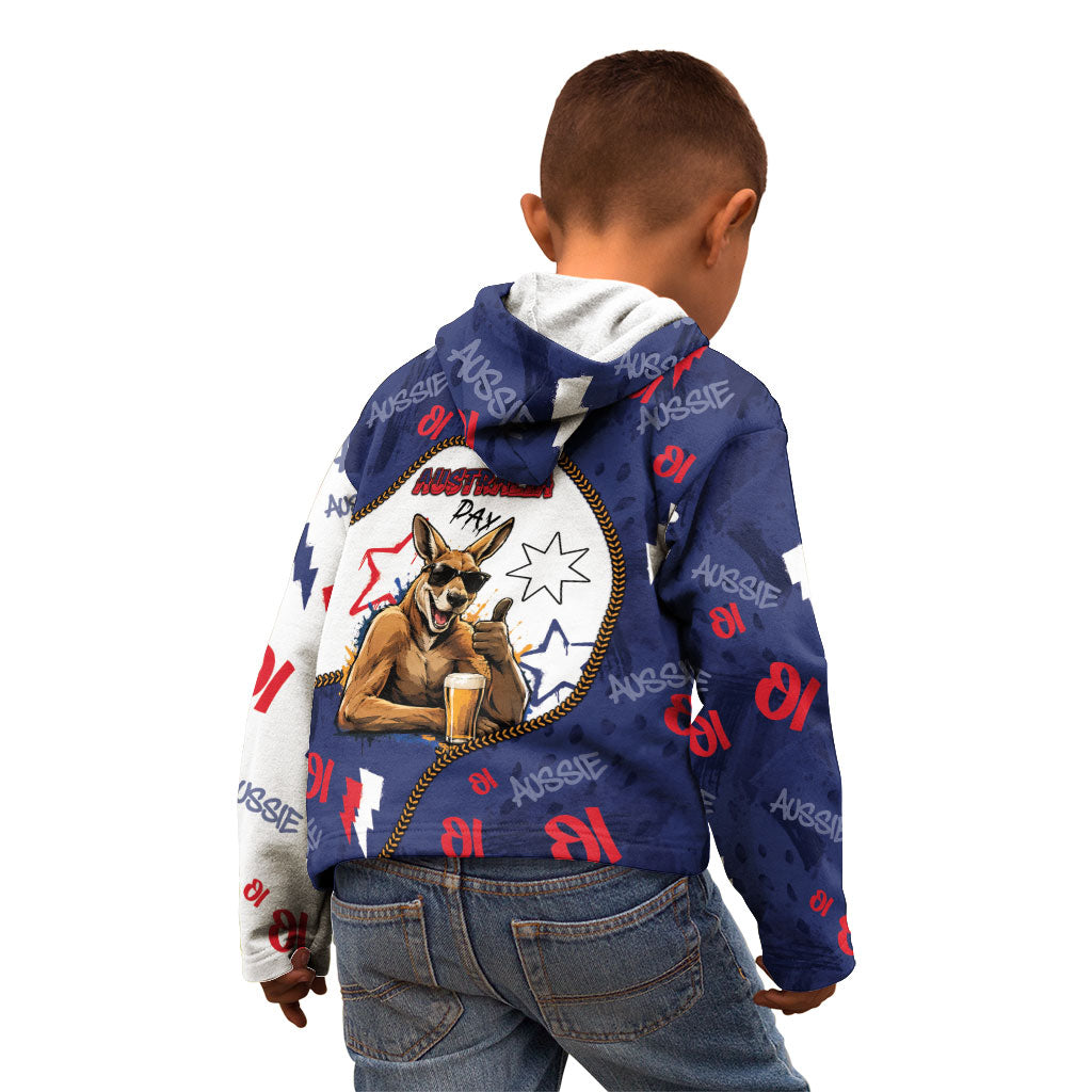 Australia Flag Day Kid Hoodie Cool Kangaroo Beer Aussie Aussie Oi Oi