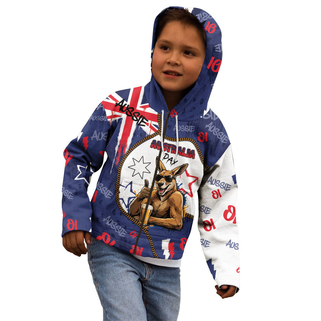 Australia Flag Day Kid Hoodie Cool Kangaroo Beer Aussie Aussie Oi Oi