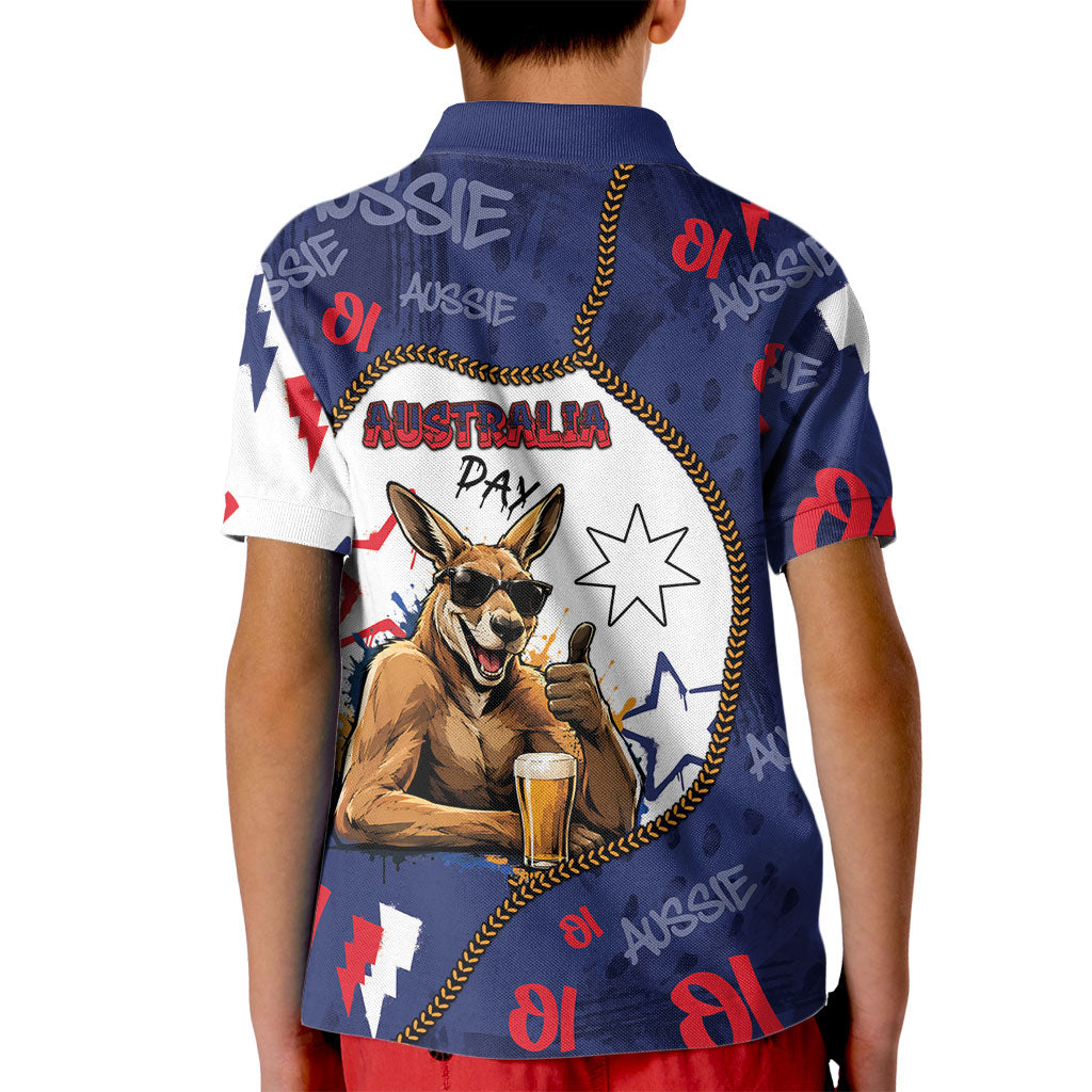 Australia Flag Day Kid Polo Shirt Cool Kangaroo Beer Aussie Aussie Oi Oi