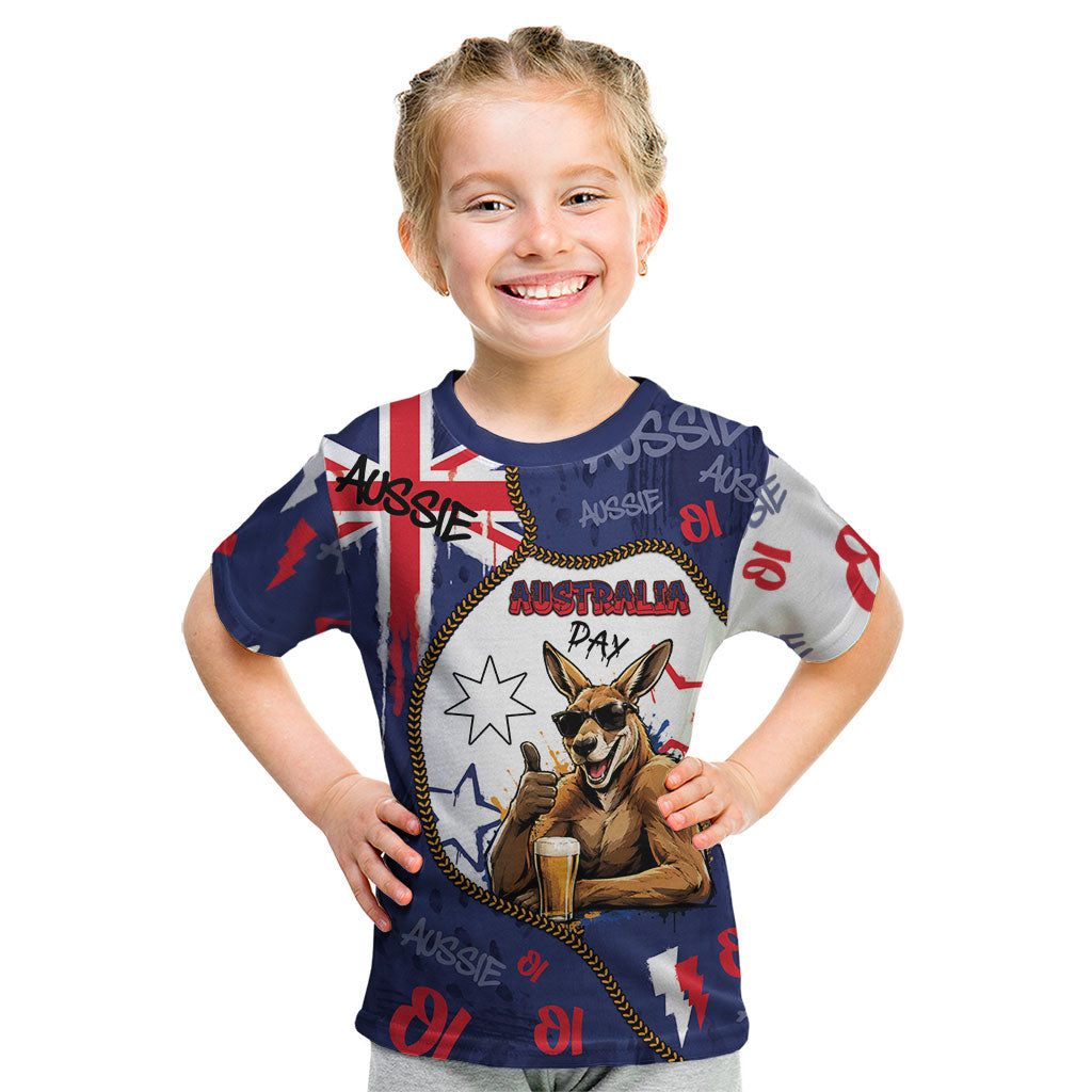 Australia Flag Day Kid T Shirt Cool Kangaroo Beer Aussie Aussie Oi Oi
