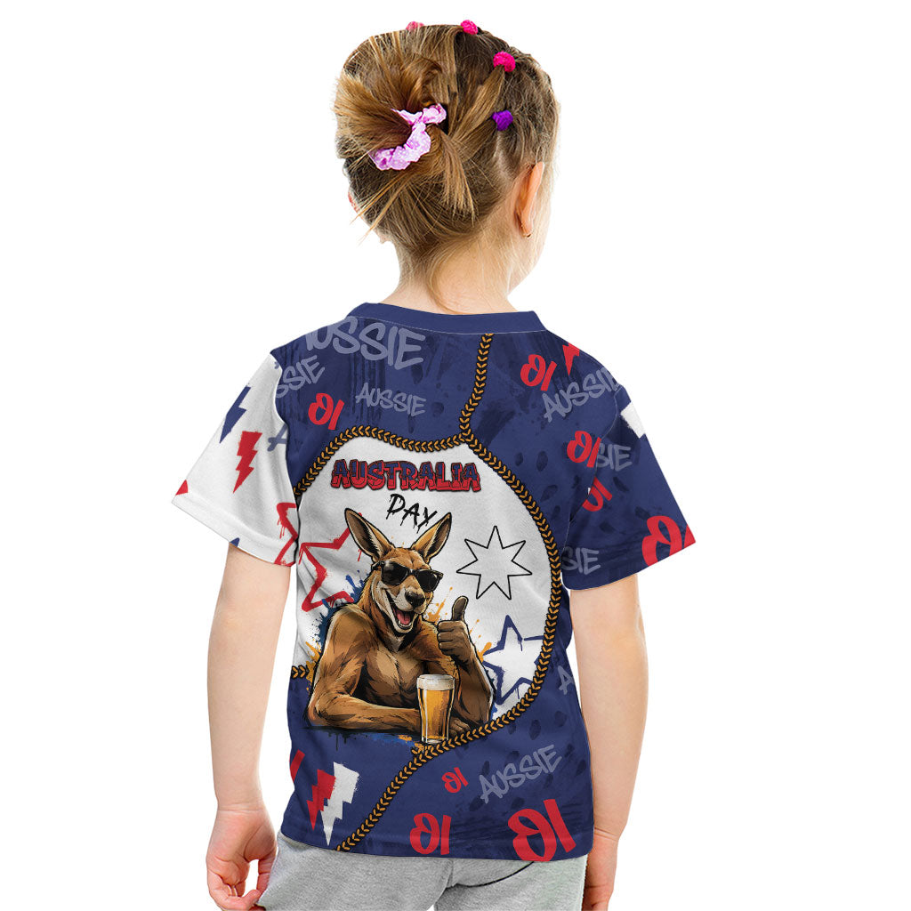 Australia Flag Day Kid T Shirt Cool Kangaroo Beer Aussie Aussie Oi Oi