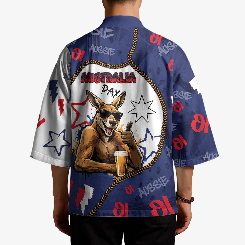 Australia Flag Day Kimono Cool Kangaroo Beer Aussie Aussie Oi Oi