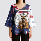 Australia Flag Day Kimono Sleeve Blouse Cool Kangaroo Beer Aussie Aussie Oi Oi