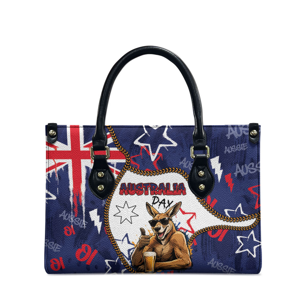 Australia Flag Day Leather Bag Cool Kangaroo Beer Aussie Aussie Oi Oi