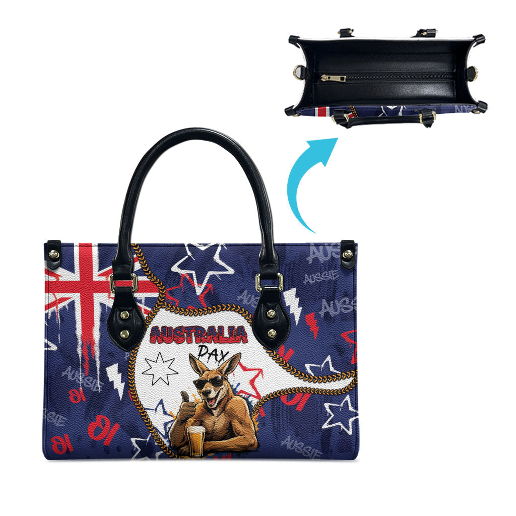 Australia Flag Day Leather Bag Cool Kangaroo Beer Aussie Aussie Oi Oi