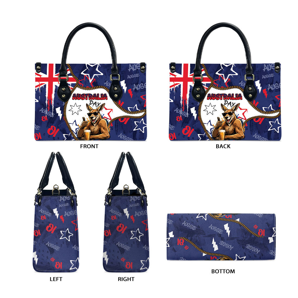 Australia Flag Day Leather Bag Cool Kangaroo Beer Aussie Aussie Oi Oi