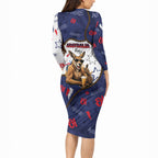 Australia Flag Day Long Sleeve Bodycon Dress Cool Kangaroo Beer Aussie Aussie Oi Oi