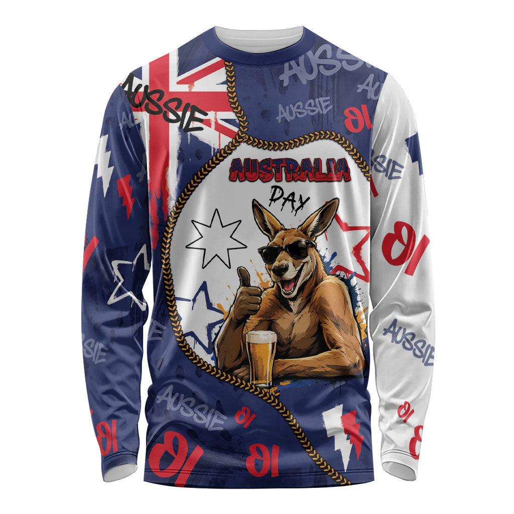 Australia Flag Day Long Sleeve Shirt Cool Kangaroo Beer Aussie Aussie Oi Oi