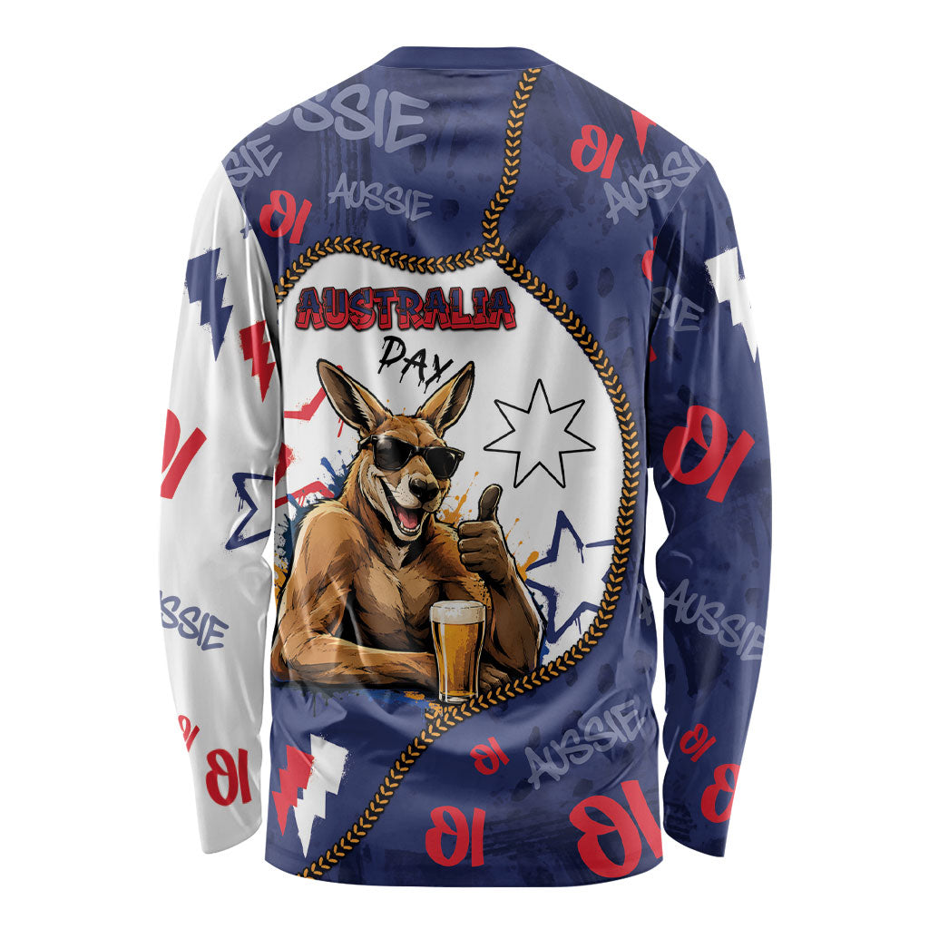 Australia Flag Day Long Sleeve Shirt Cool Kangaroo Beer Aussie Aussie Oi Oi