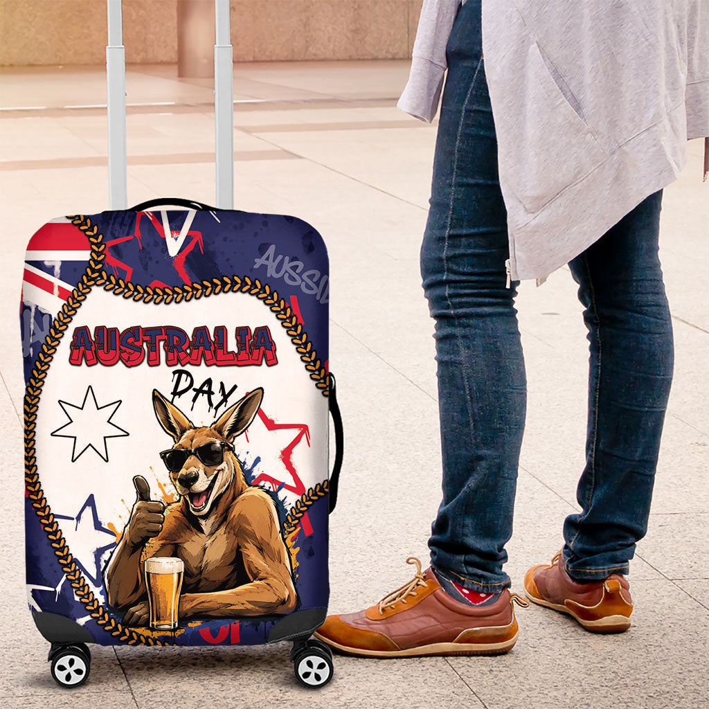 Australia Flag Day Luggage Cover Cool Kangaroo Beer Aussie Aussie Oi Oi