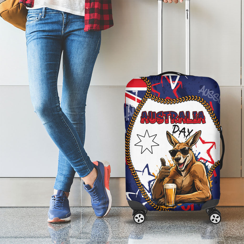 Australia Flag Day Luggage Cover Cool Kangaroo Beer Aussie Aussie Oi Oi