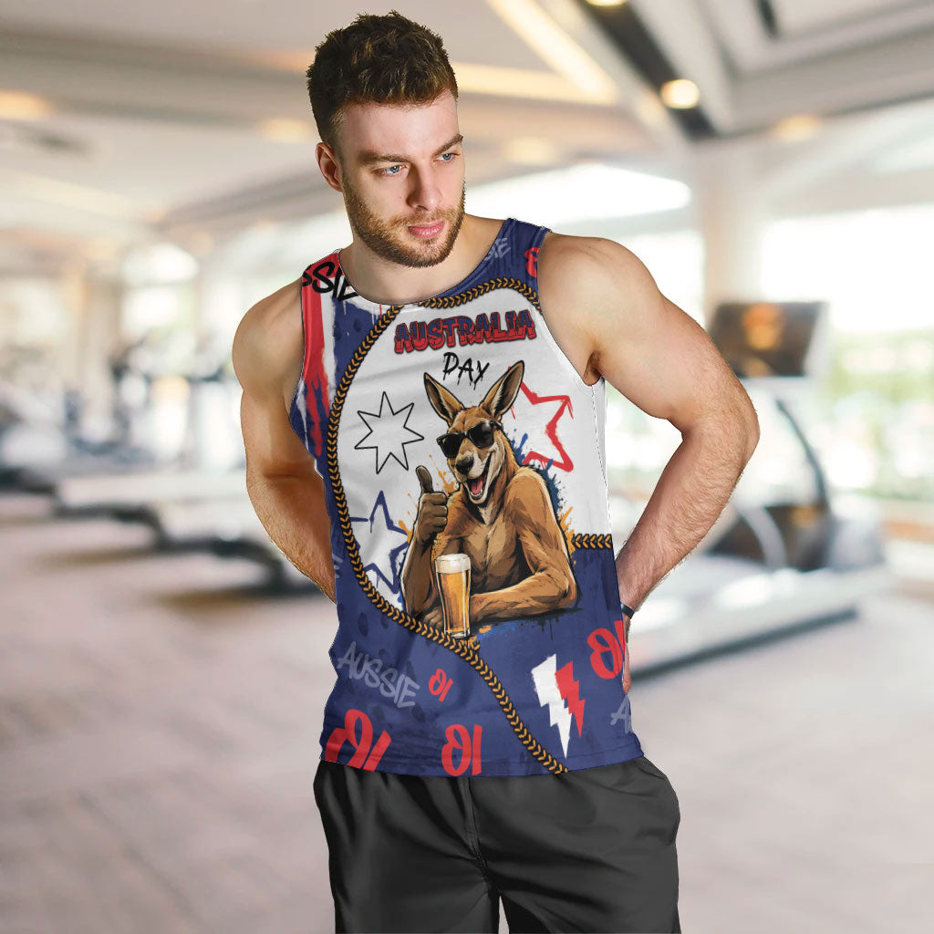 Australia Flag Day Men Tank Top Cool Kangaroo Beer Aussie Aussie Oi Oi