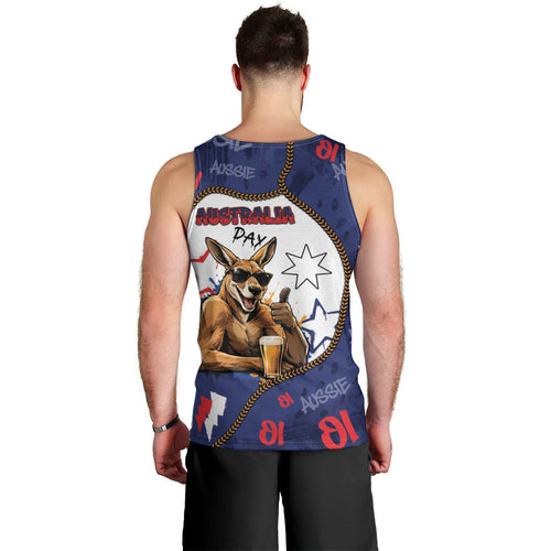 Australia Flag Day Men Tank Top Cool Kangaroo Beer Aussie Aussie Oi Oi