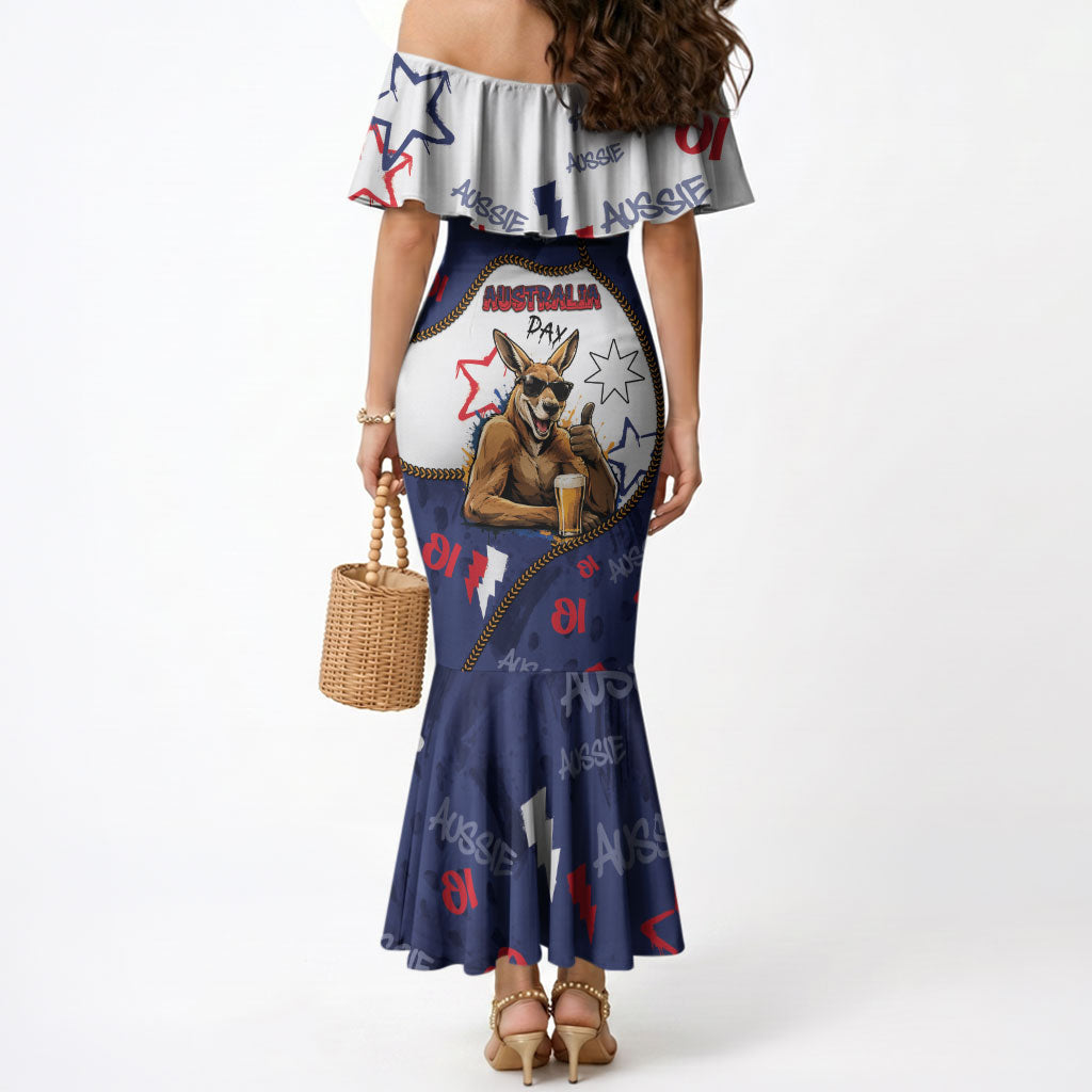 Australia Flag Day Mermaid Dress Cool Kangaroo Beer Aussie Aussie Oi Oi