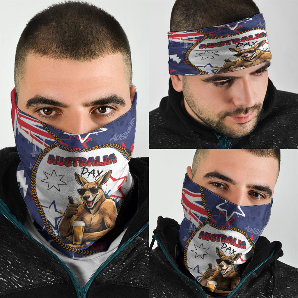 Australia Flag Day Neck Gaiter Cool Kangaroo Beer Aussie Aussie Oi Oi