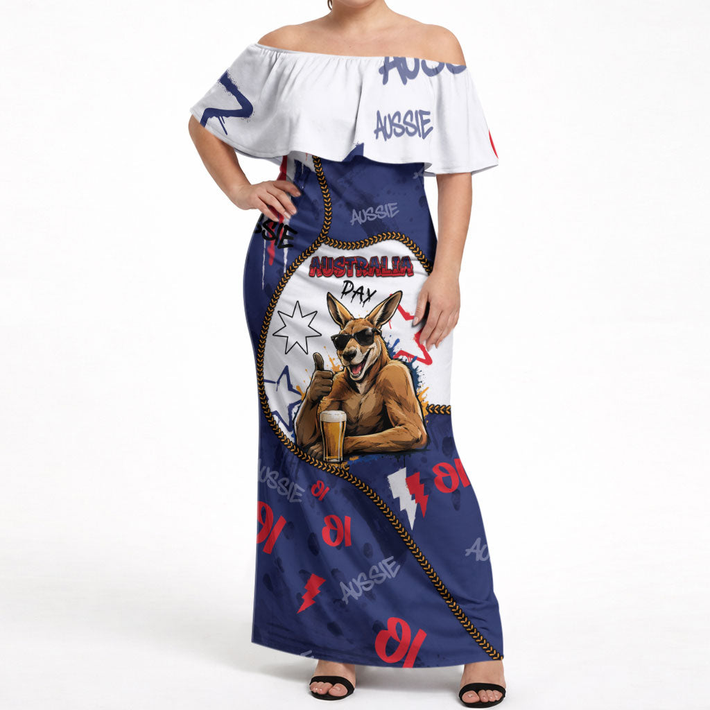 Australia Flag Day Off Shoulder Maxi Dress Cool Kangaroo Beer Aussie Aussie Oi Oi