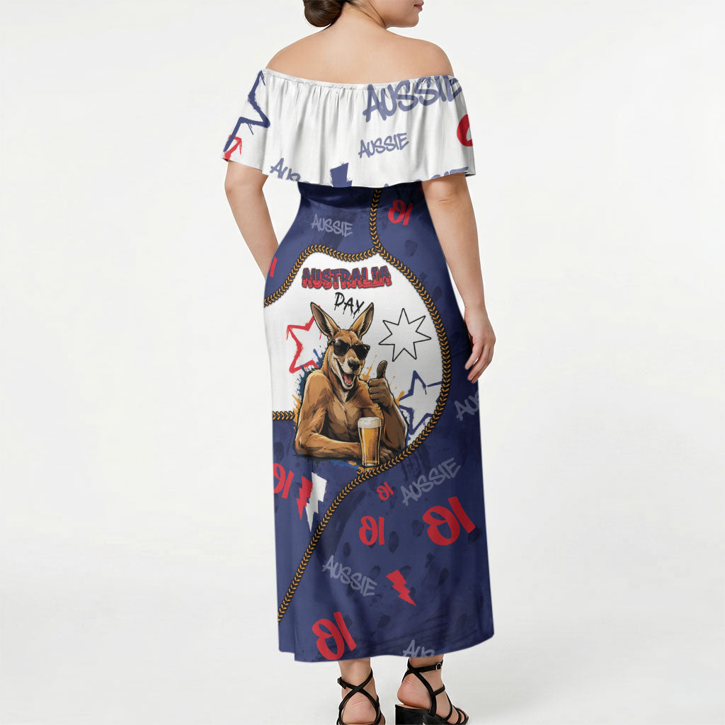 Australia Flag Day Off Shoulder Maxi Dress Cool Kangaroo Beer Aussie Aussie Oi Oi