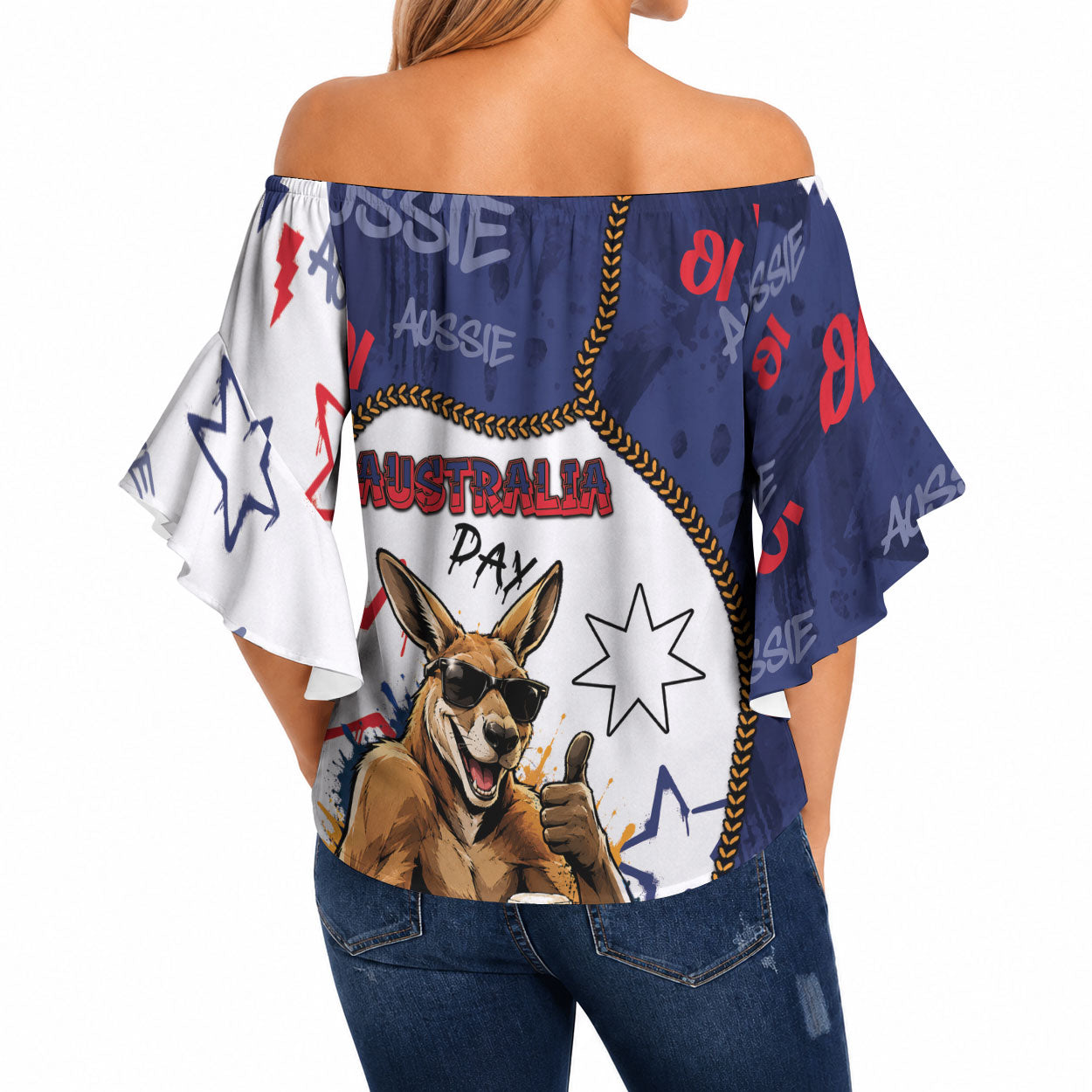Australia Flag Day Off Shoulder Wrap Waist Top Cool Kangaroo Beer Aussie Aussie Oi Oi