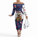 Australia Flag Day Off The Shoulder Long Sleeve Dress Cool Kangaroo Beer Aussie Aussie Oi Oi