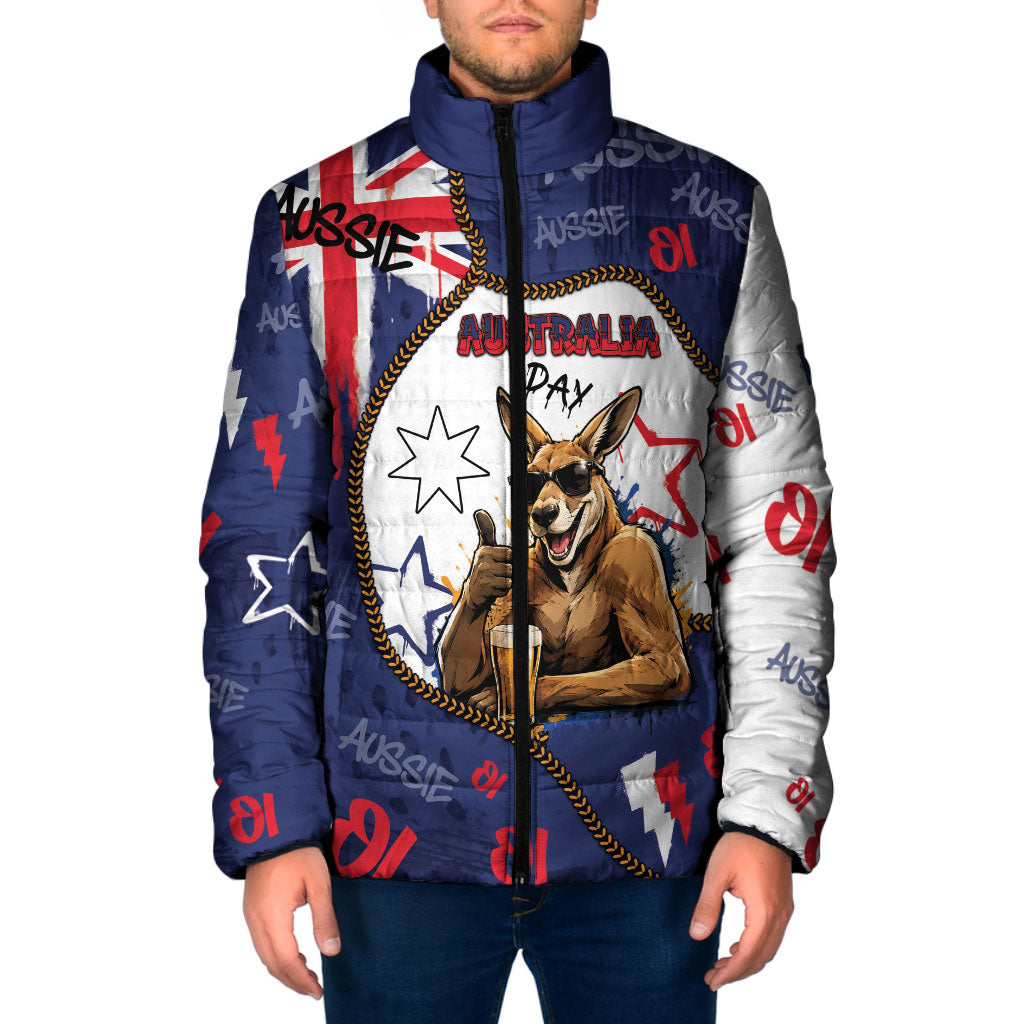 Australia Flag Day Padded Jacket Cool Kangaroo Beer Aussie Aussie Oi Oi