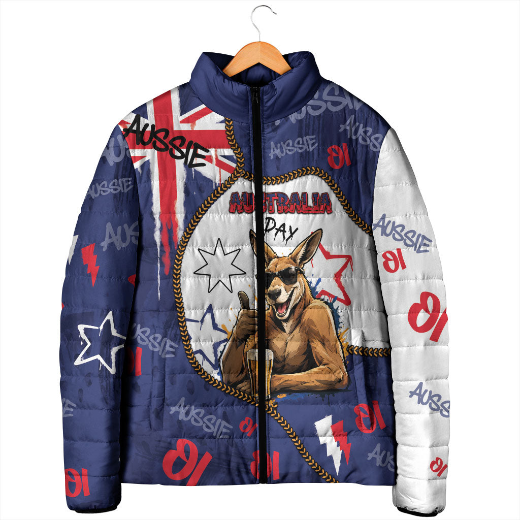 Australia Flag Day Padded Jacket Cool Kangaroo Beer Aussie Aussie Oi Oi