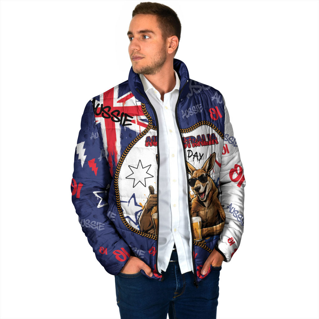 Australia Flag Day Padded Jacket Cool Kangaroo Beer Aussie Aussie Oi Oi