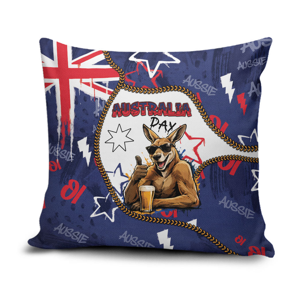 Australia Flag Day Pillow Cover Cool Kangaroo Beer Aussie Aussie Oi Oi