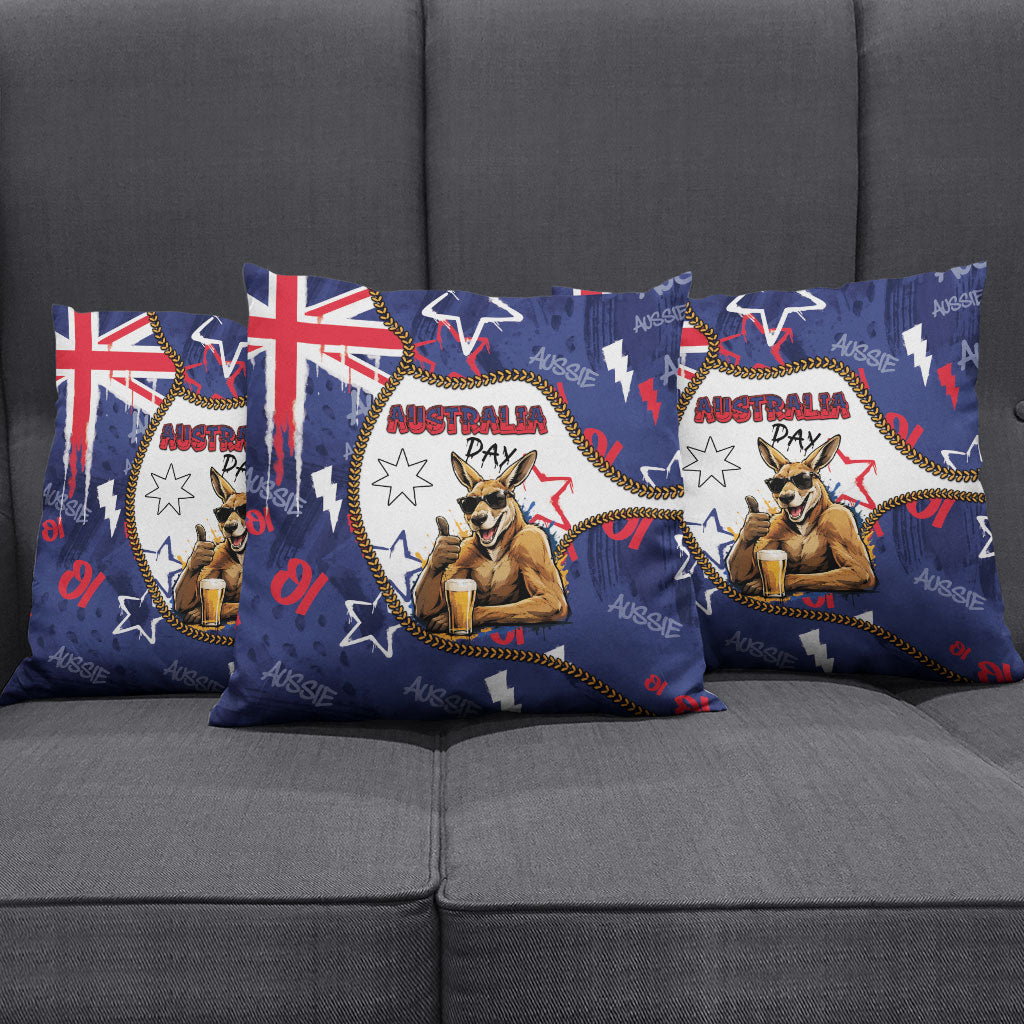 Australia Flag Day Pillow Cover Cool Kangaroo Beer Aussie Aussie Oi Oi