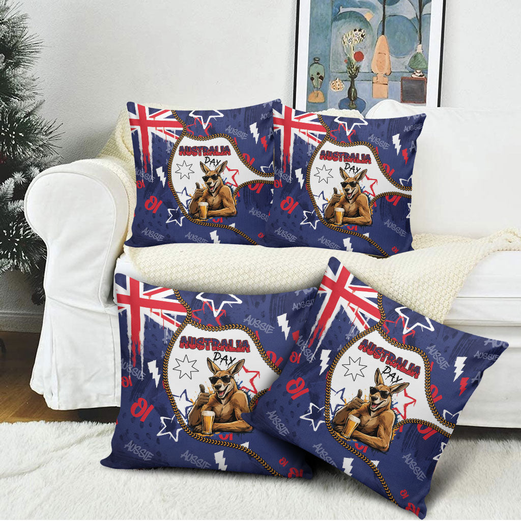 Australia Flag Day Pillow Cover Cool Kangaroo Beer Aussie Aussie Oi Oi