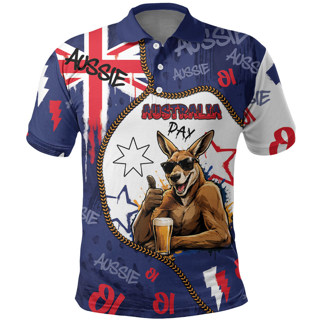 Australia Flag Day Polo Shirt Cool Kangaroo Beer Aussie Aussie Oi Oi